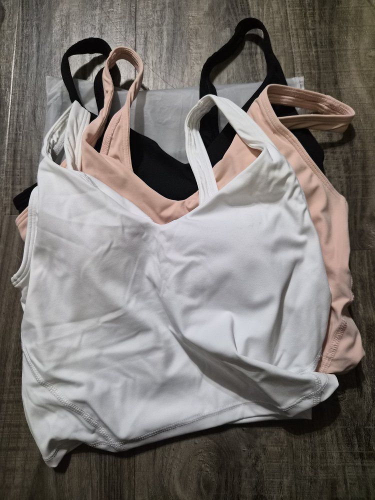 Set of 3 Women's Padded Athletic Tank Top Sports Bras - Size Small