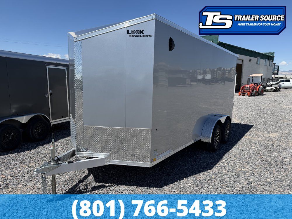 7x16 Look Vision Aluminum Enclosed Car Hauler Trailer - 7'6" Interior - 7K GVWR - Alloy Wheels, Ramp Door, Rear Load Lights