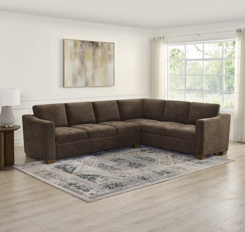 BACK TO SCHOOL DEAL – THOMASVILLE ELLSFORD BROWN 2-PIECE FABRIC SECTIONAL