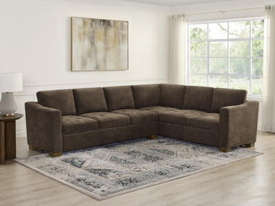 BACK TO SCHOOL DEAL – THOMASVILLE ELLSFORD BROWN 2-PIECE FABRIC SECTIONAL