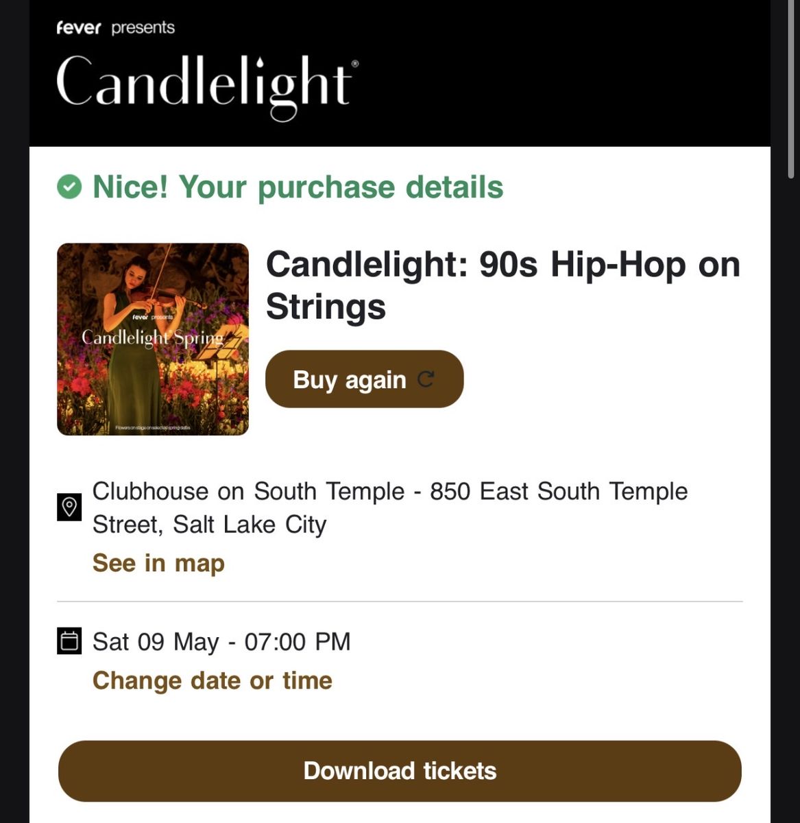 Candlelight: 90s Hip-Hop on Strings 2 tickets 5/9