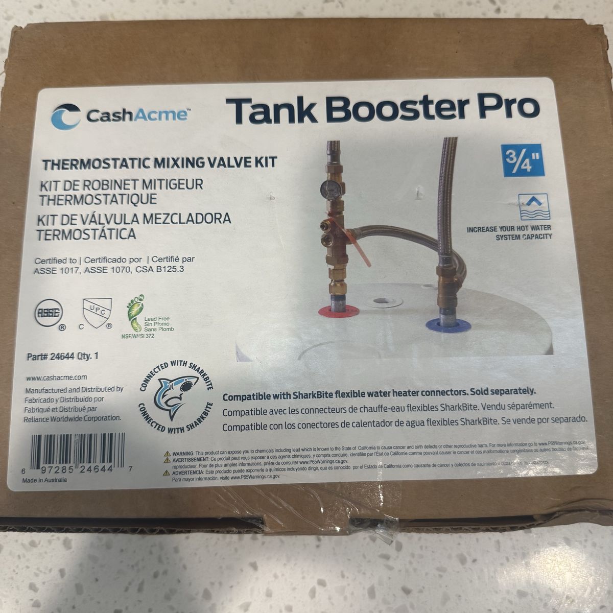 NEW Cash Acme Tank Booster Pro 3/4” Thermostatic Mixing Valve Kit 24644 - Never Used