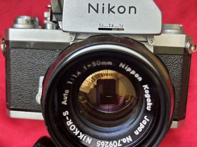 Nikon F Photomic FTn 35mm SLR Camera Nikkor-S Auto 1:1.4 f = 50mm & Tamron 70-210mm 1:3.8-4 Lens, Tripod, Film & Carry Bag