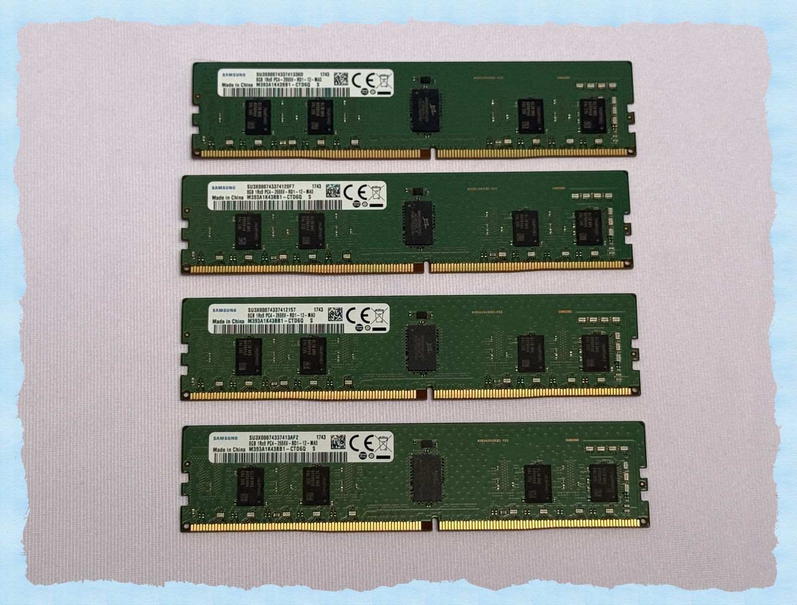 RAM 32 GB (x4) Samsung 8GB PC4-21300 DDR4-2666MHz Registered ECC CL19 288-Pin DIMM 1.2V Single Rank Memory Module