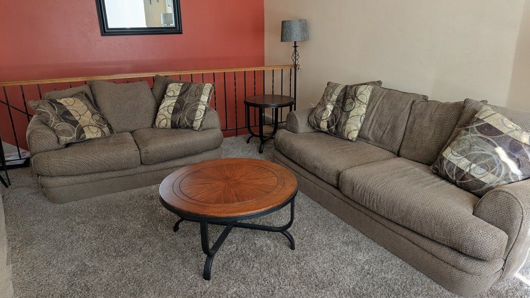 Brown Sofa and Loveseat Set