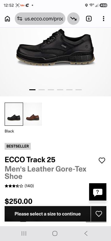 ECCO Track 25 Men's Leather Gore-Tex Shoes Black US 10 / EU 44 Waterproof