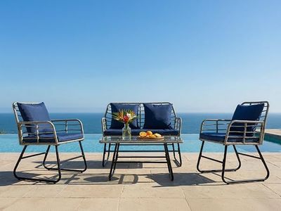DUMOS Outdoor 4-Piece Patio Furniture Set, Grey