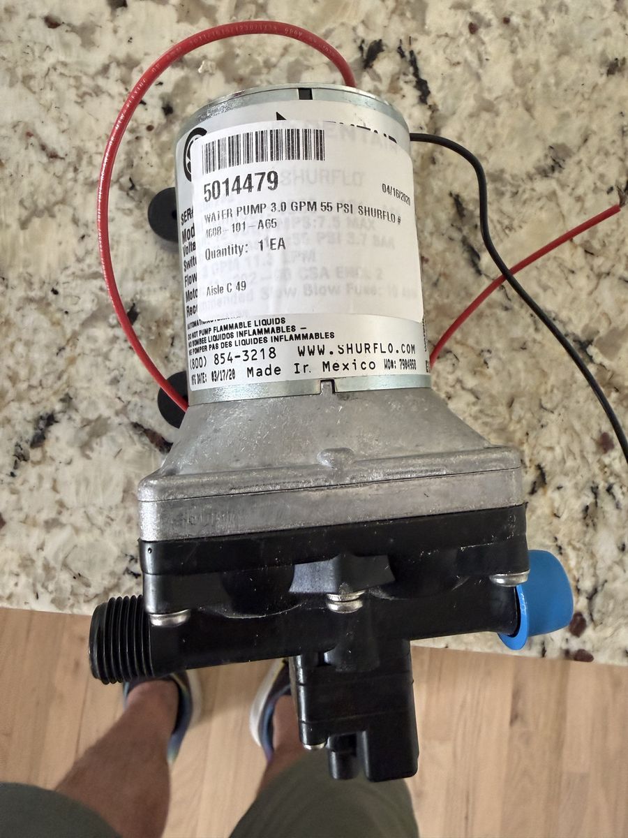 Shurflo 5014479 Water Pump 3.0 GPM 55 PSI 12V RV Marine Self-Priming Diaphragm Pump