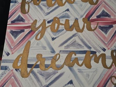 Follow Your Dreams Canvas Wall Art Pink Blue Geometric Print