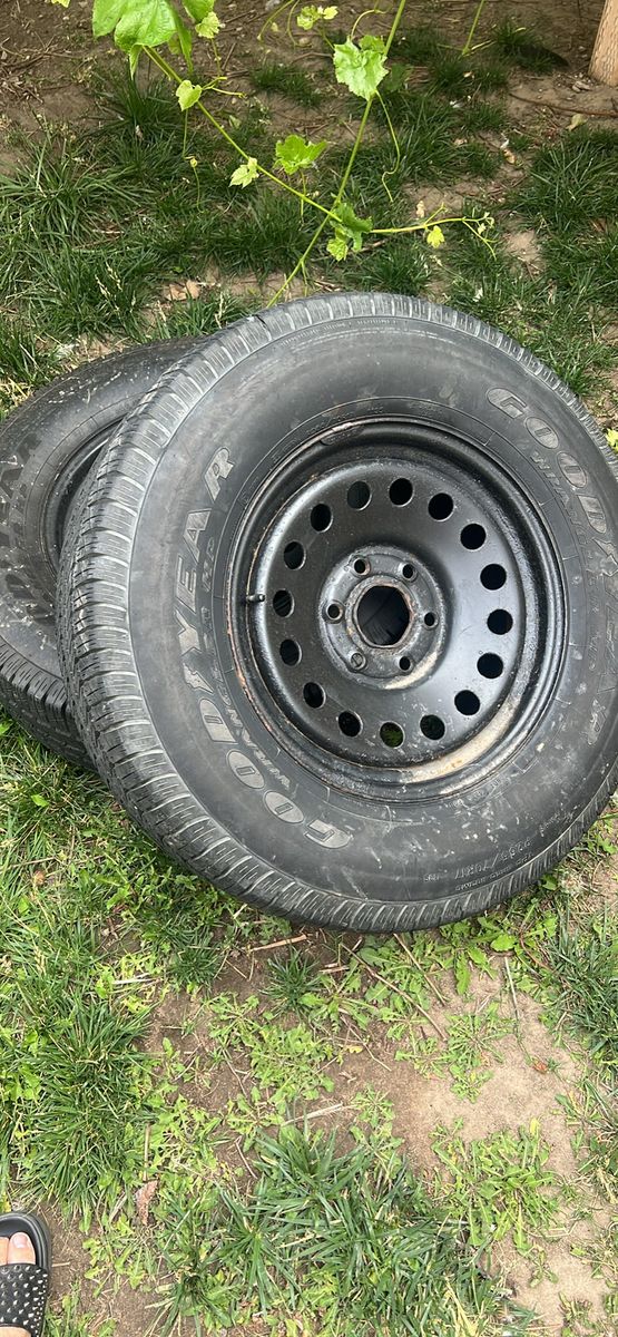 Goodyear Wrangler Tires with Black Steel Rims - Set of 2