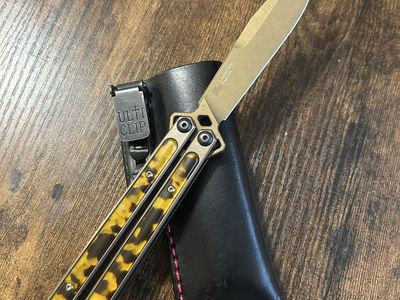Kershaw lucha butterfly knife with leather pocket sheath