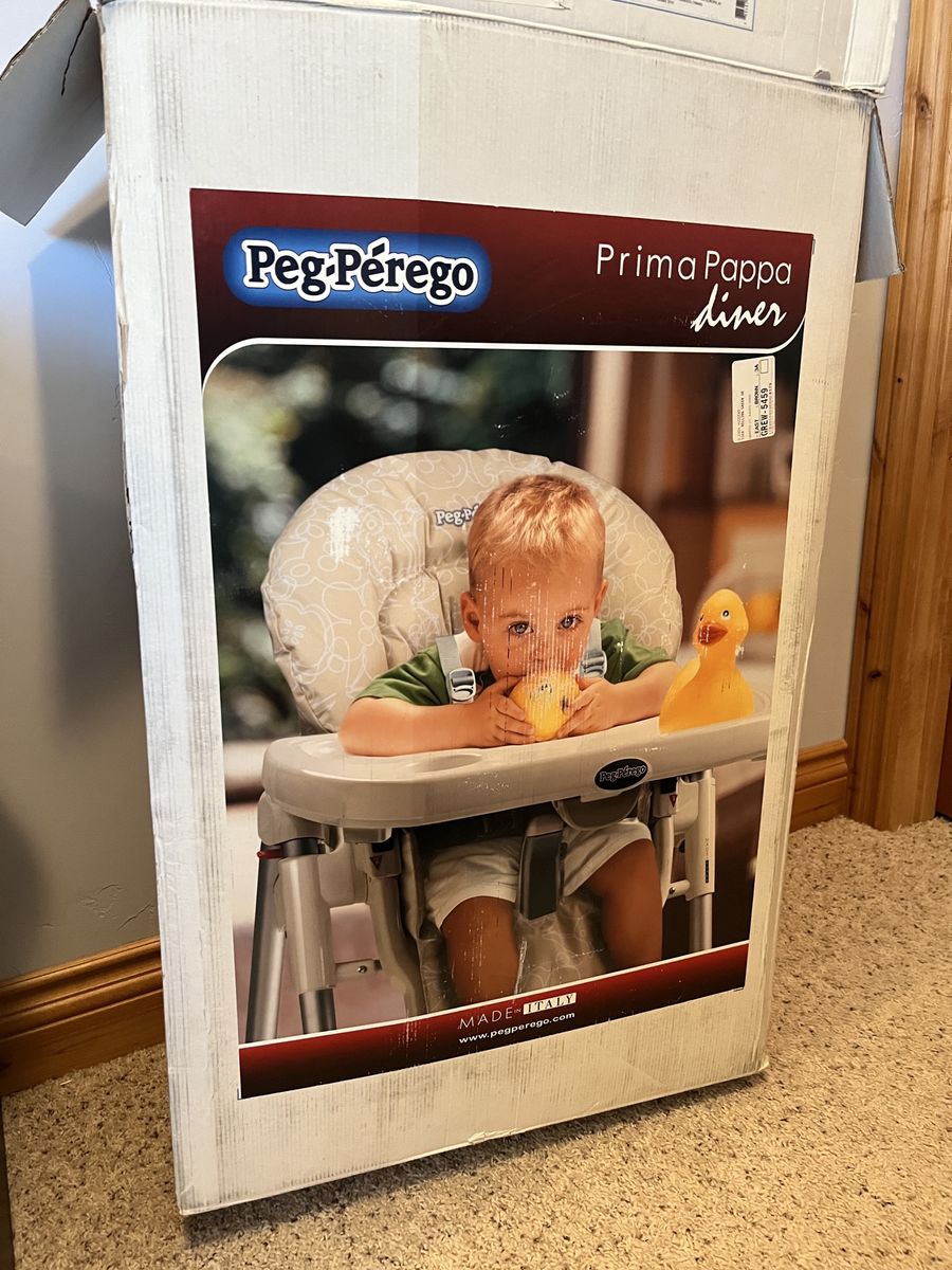 Peg Perego Prima Pappa Diner High Chair - Adjustable, Foldable, Brown Swirl Pattern