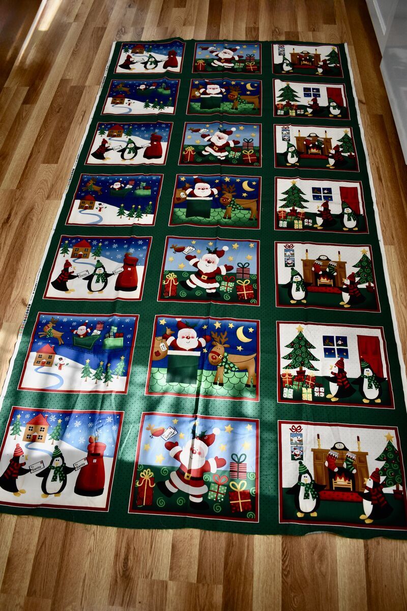 Fun Christmas Fabric With Santa Claus Squares For Quilts Or Fun Holiday Craft Projects And More