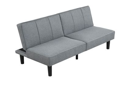 New Convertible Futon Sofa Bed, Gray Fabric, 66" Length, Modern Design, Space-Saving