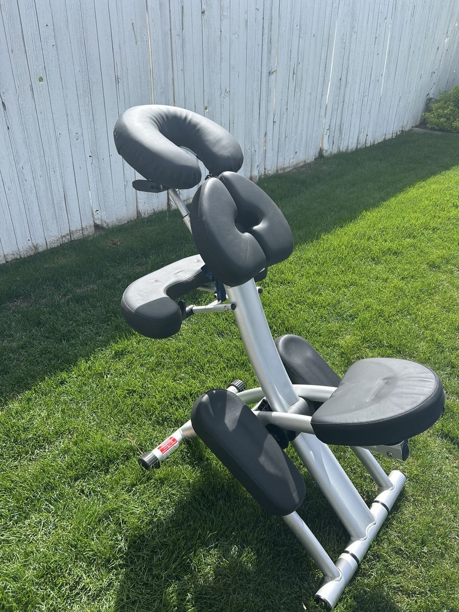Portable Massage Chair - Lightweight, Adjustable, Black & Silver