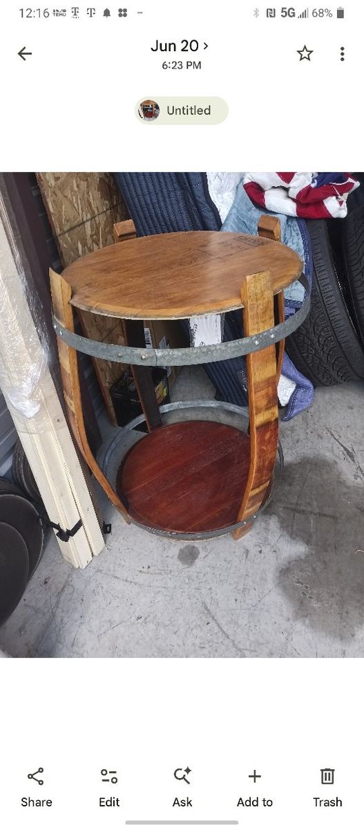 Cadus French Oak Wine Barrel Bistro Table - Rustic Wood 99-25