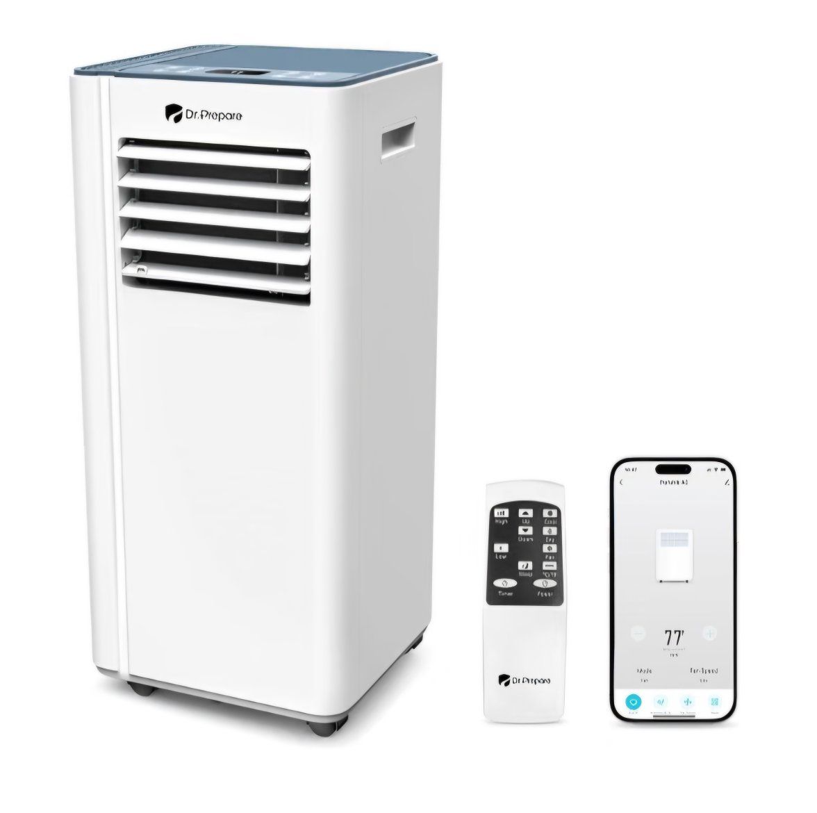 DR.PREPARE 8,000 BTU Portable Air Conditioner with WiFi Enabled, Cooling, Dehumidifier, Fan & Sleep Modes 4-in-1 Portable AC w/R