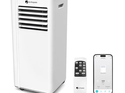 DR.PREPARE 8,000 BTU Portable Air Conditioner with WiFi Enabled, Cooling, Dehumidifier, Fan & Sleep Modes 4-in-1 Portable AC w/R