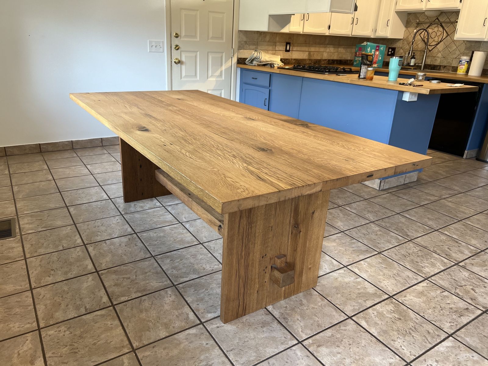 Reclaimed Oak Hardwood Dining Table - Handcrafted