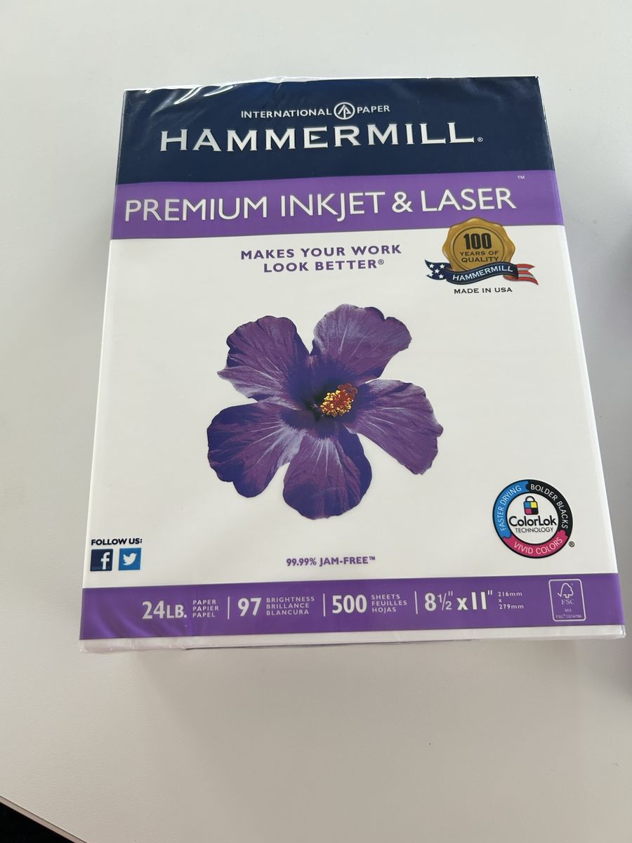 Two Hammermill 8-1/2 x 11” Premium Inkjet & Laser