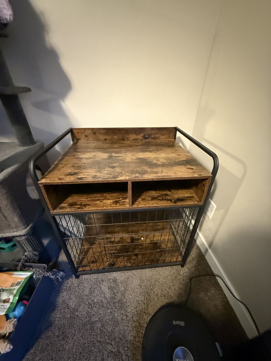 Wood & Metal Dog Crate End Table
