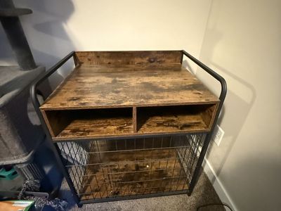 Wood & Metal Dog Crate End Table