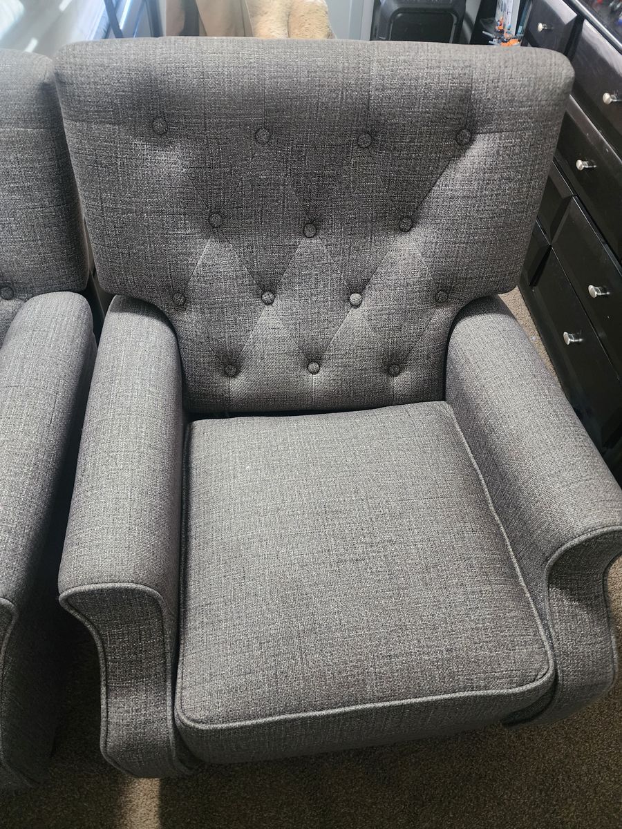 Grey upholstered chair