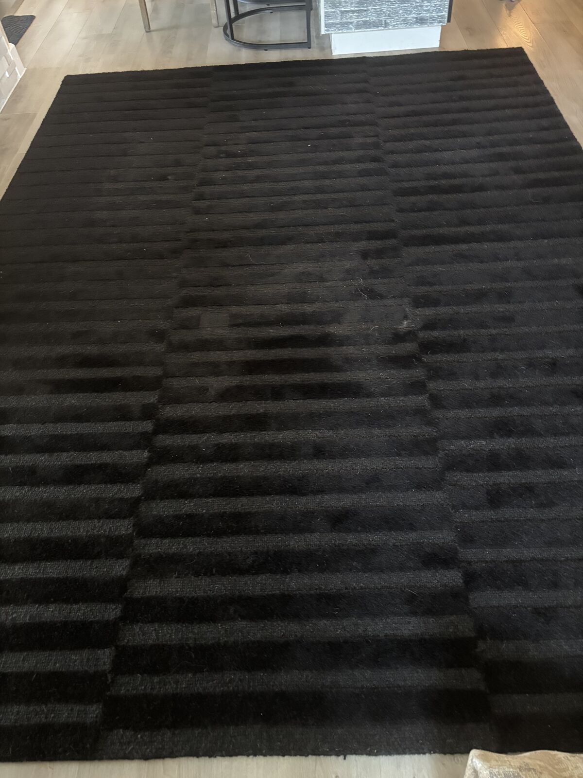 Wool black like new rug 9X12