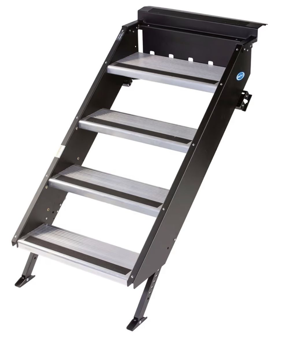 Fold-Up RV Entry Steps - 4 steps, 8" Rise, Fits 26-28" Door Width