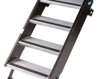 Fold-Up RV Entry Steps - 4 steps, 8" Rise, Fits 26-28" Door Width