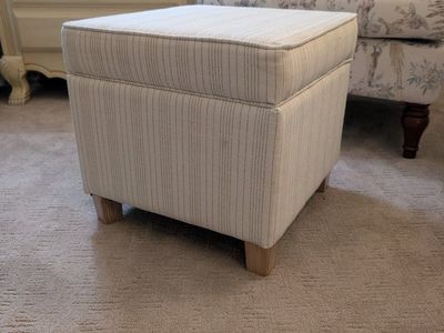 Pinstripe Cream Ottoman