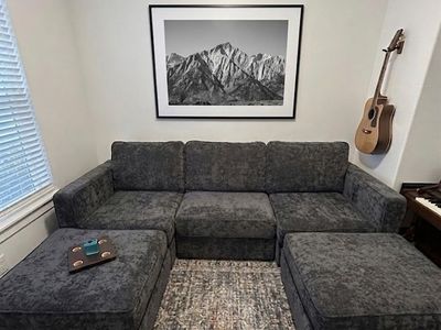Double Chaise LoveSac Sactional in Charcoal Gray