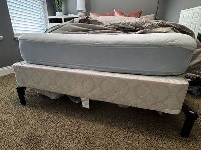 Bed set (metal frame, mattress, box spring)
