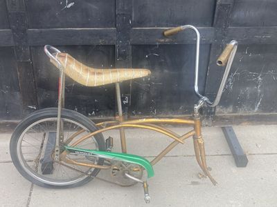 Vintage Wildcat Muscle Bike Frame with Banana Seat, High-Rise Bars, Rear Wheel
