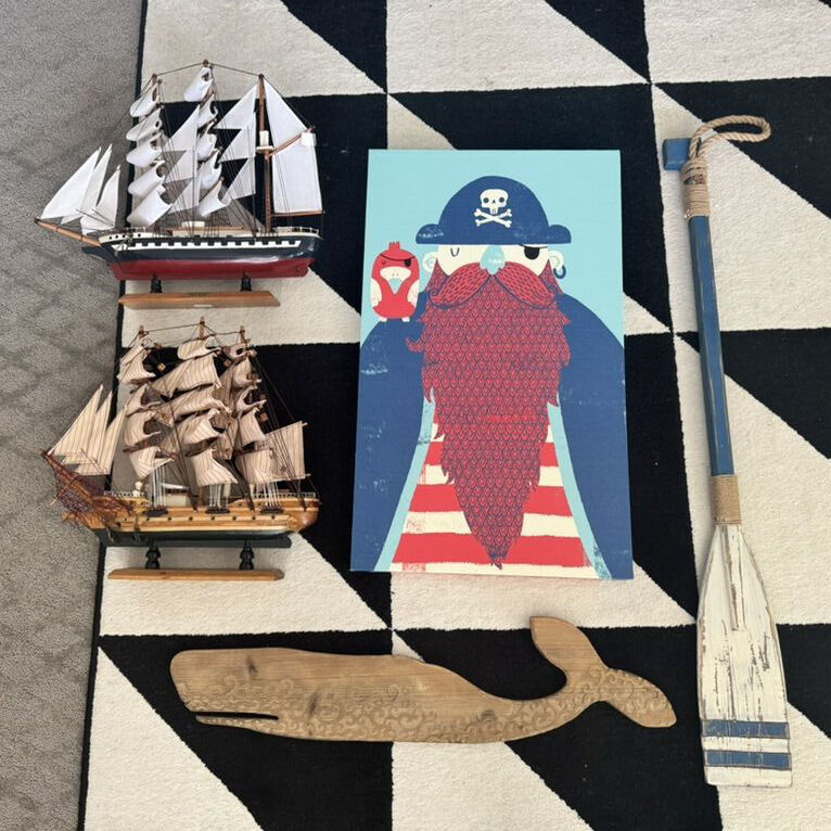 Pirate boy room decor with a touch of vintage
