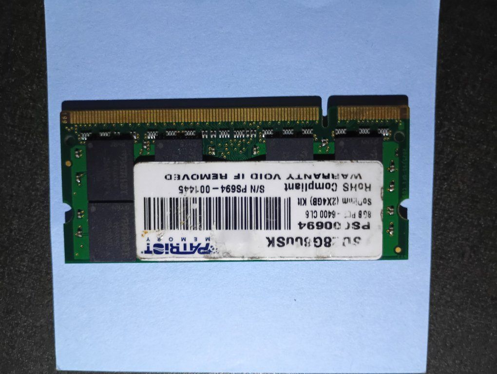 8GB Patriot DDR2 PC2-6400 800MHz CL6 SO-DIMM Laptop Memory dual kit (2x4GB)
(Tested working)