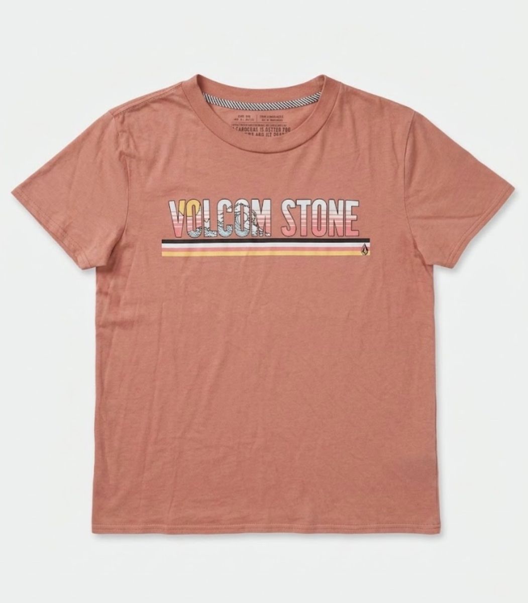 Volcom Stone Women's Salmon Regular Fit Short Sleeve Graphic T-Shirt - Size M, Sustainable Cotton