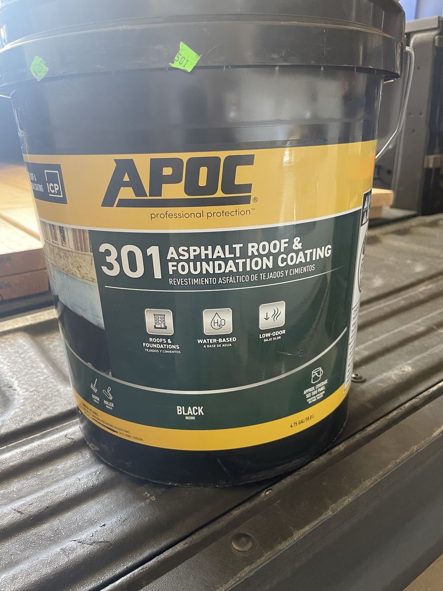APOC 301 Black Asphalt Roof & Foundation Coating - 4.75 Gal Water-Based, Low-Odor