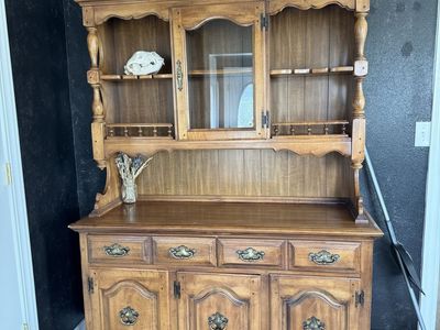 Beautiful Wood Hutch - 74" H x 54" W x 19" D - Excellent Condition Display Cabinet
