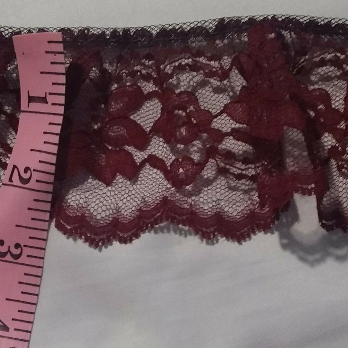 8 YDS + 30 INCHES GATHERED RED LACE