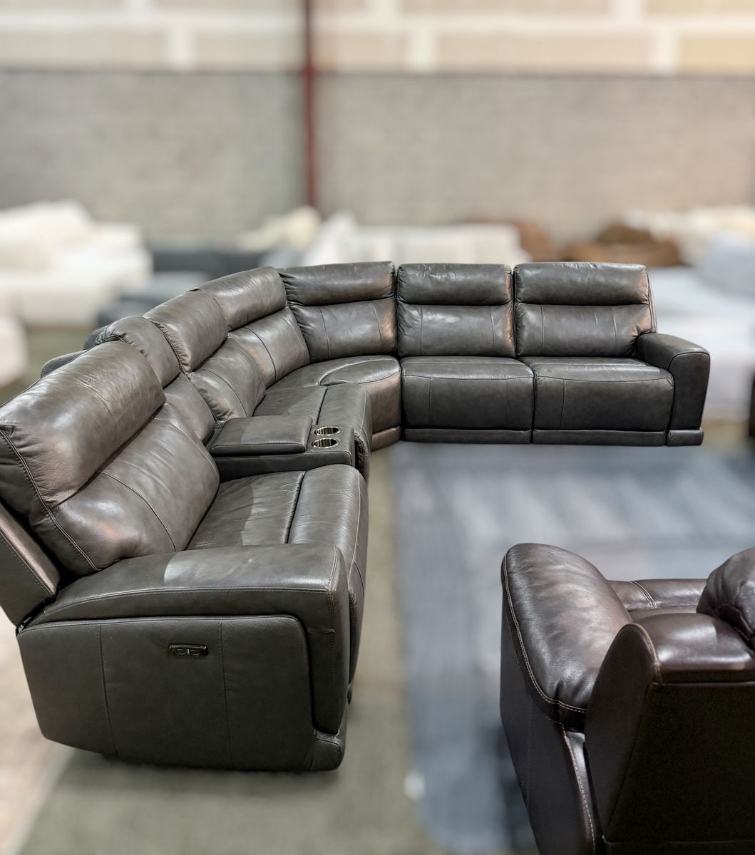 GILMAN CREEK 6 PIECES LEATHER POWER RECLINING SECTIONAL