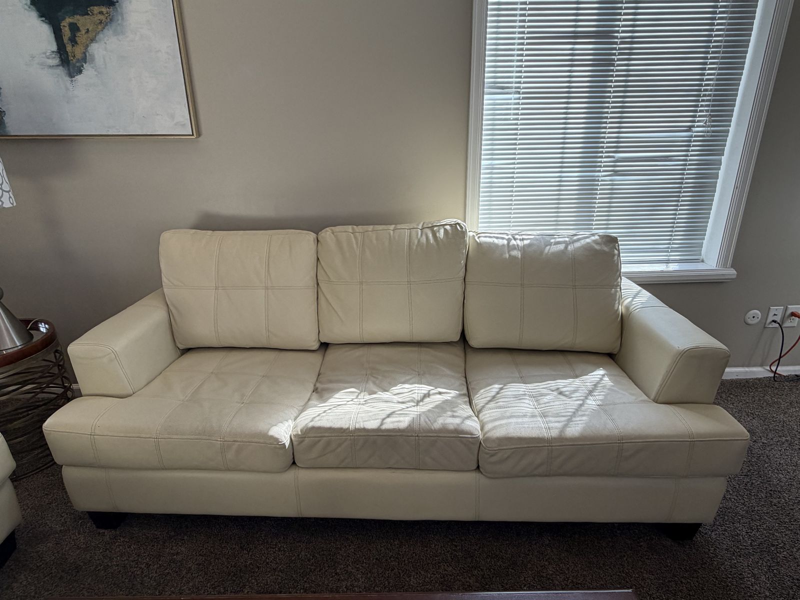 White Leatherette Sofa