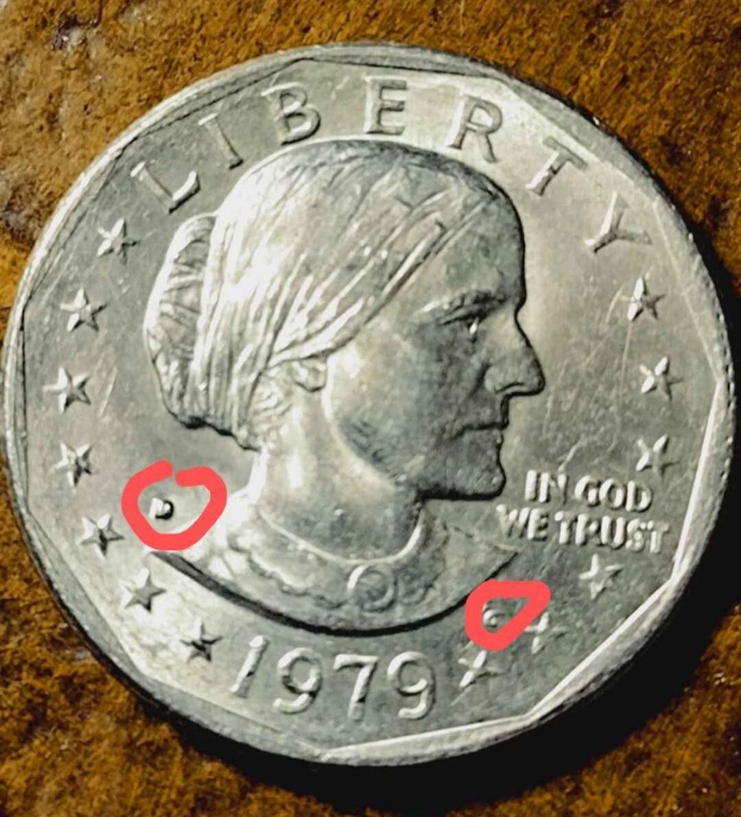 1979 D Susan B. Anthony Dollar, Error " RPM " REPU