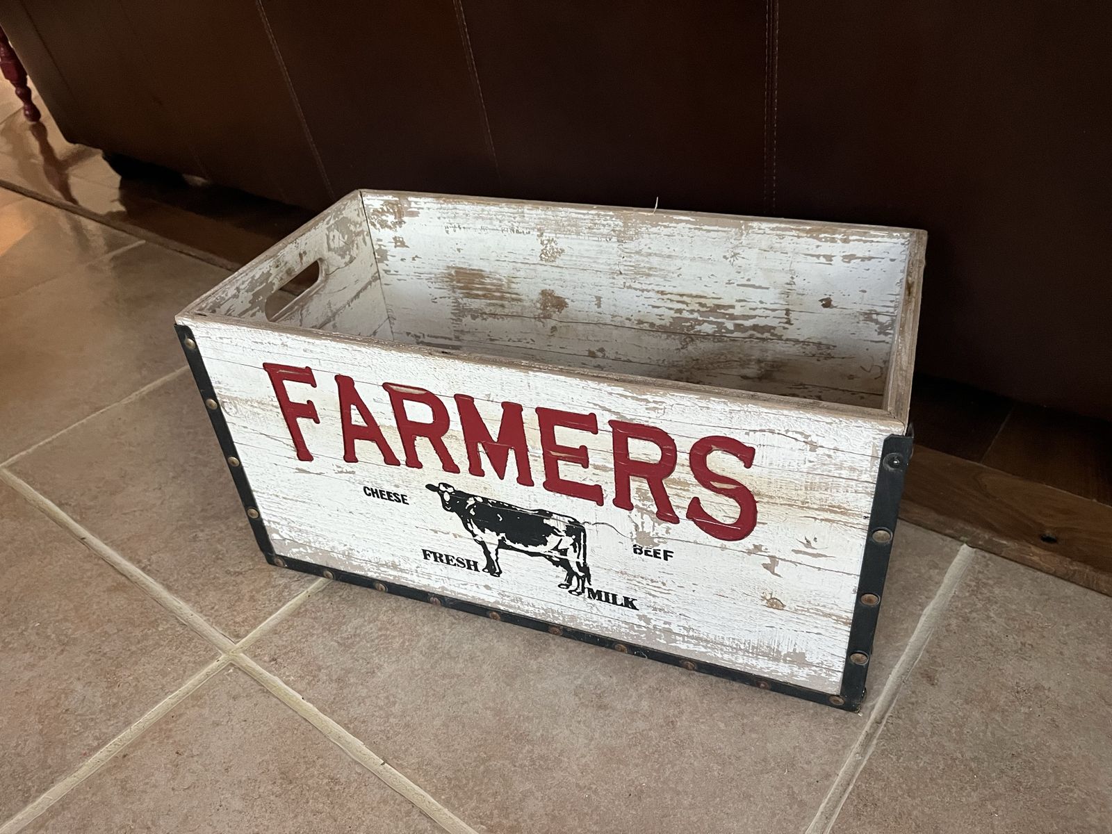Big Farmers wooden crate 19 1/2” L 10” T x 10” D