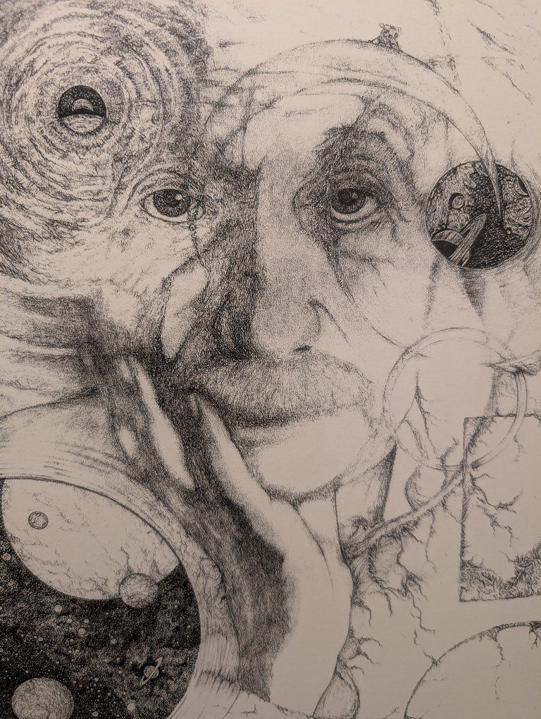 Albert Einstein Drawing Signed Print Framed