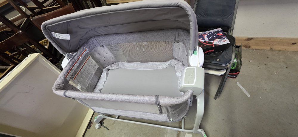 Ingenuity Baby Bassinet w/ Adjustable Height, Sound & Vibration Unit - Gray