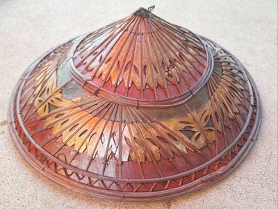 Rare Vintage Asian Bamboo Paddy Hat 16"