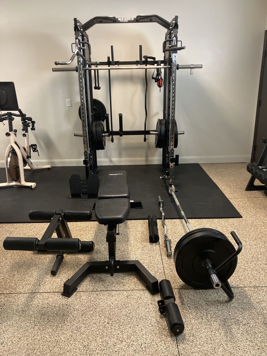 Jacked Up Fitness Power Rack And 260 Lbs Bumpers