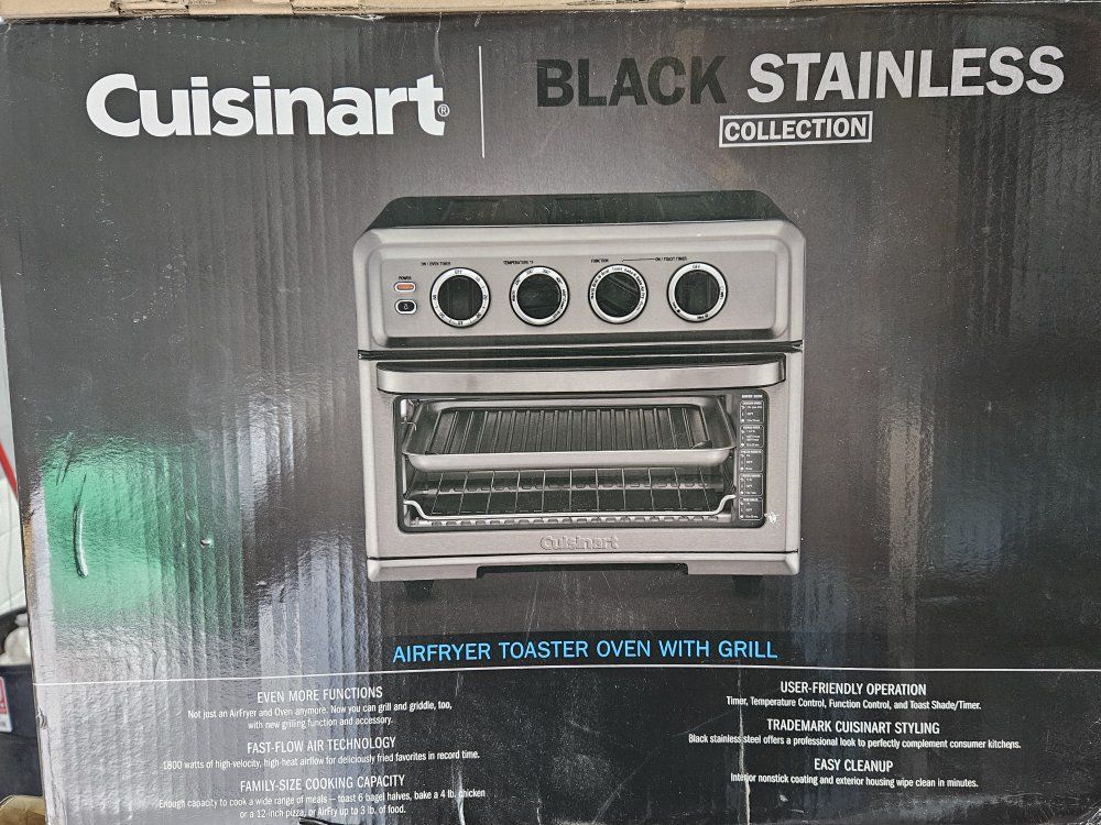 Cuisinart Airfryer Toaster Oven with Grill, Black Stainless Steel - Family Size, Fast-Flow Air Technology
