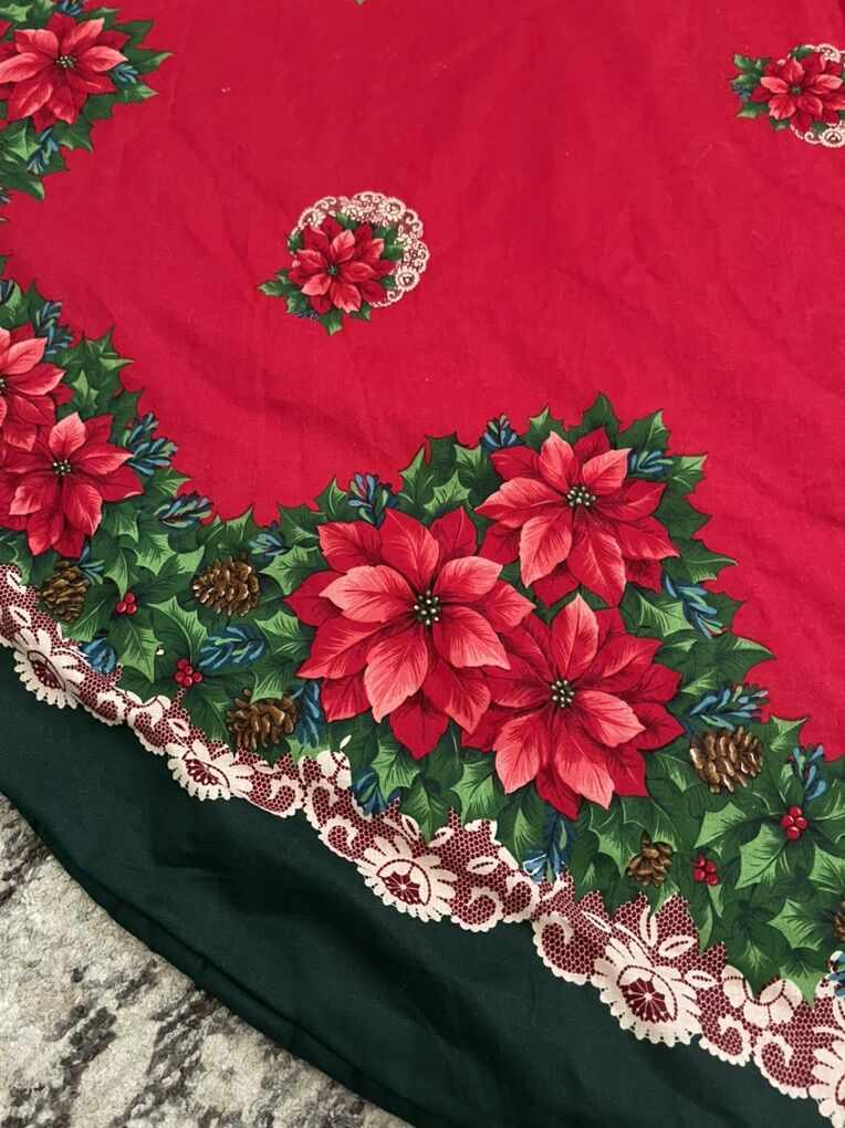 Vintage Christmas Tree Skirt Fabric Decor